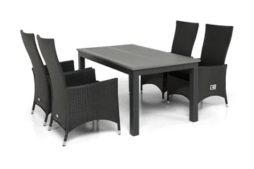 Monaco Matgrupp Utomhus 152-210 + 4 Jenny Ställbar Fåtölj - Svart - Utemöbler & utemiljö - Utegrupp - Matgrupp utomhus