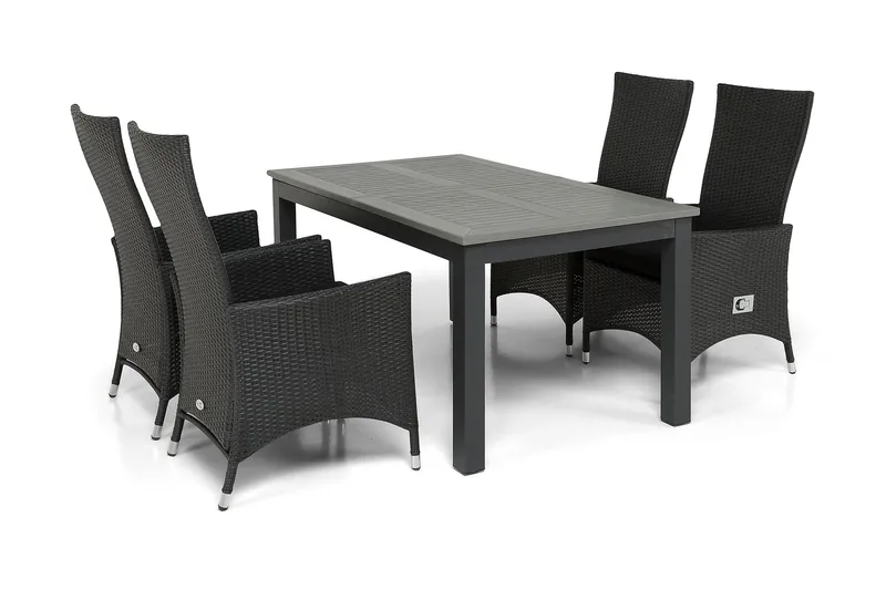Monaco Matgrupp Utomhus 152-210 + 4 Jenny Ställbar Fåtölj - Svart - Utemöbler & utemiljö - Utegrupp - Matgrupp utomhus