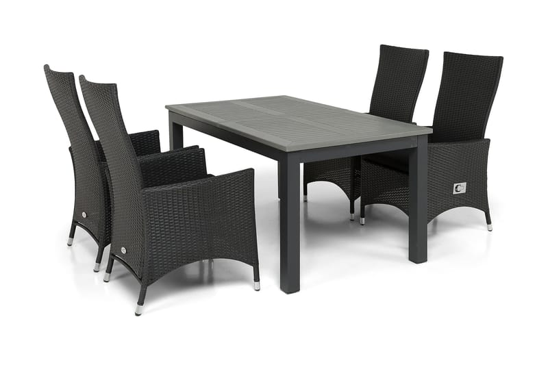 Monaco Matgrupp Utomhus 152-210 + 4 Jenny Ställbar Fåtölj - Svart - Utemöbler & utemiljö - Utegrupp - Matgrupp utomhus