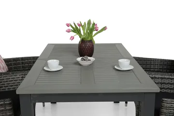 Monaco Matgrupp Utomhus 152-210 + 4 Jenny Ställbar Fåtölj - Svart/Grå - Utemöbler & utemiljö - Utegrupp - Matgrupp utomhus