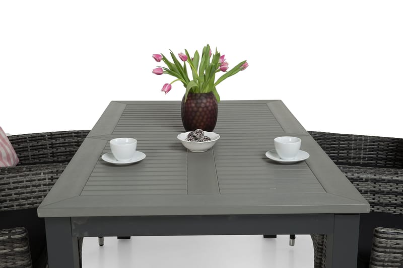 Monaco Matgrupp Utomhus 152-210 + 4 Jenny Ställbar Fåtölj - Svart/Grå - Utemöbler & utemiljö - Utegrupp - Matgrupp utomhus