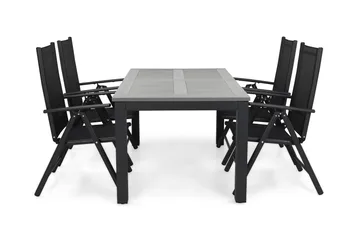 Monaco Matgrupp Utomhus 152-210 + 4 Maggie Positionsstol - Svart - Utemöbler & utemiljö - Utegrupp - Matgrupp utomhus