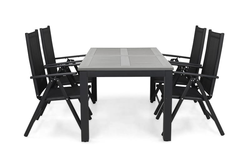 Monaco Matgrupp Utomhus 152-210 + 4 Maggie Positionsstol - Svart - Utemöbler & utemiljö - Utegrupp - Matgrupp utomhus