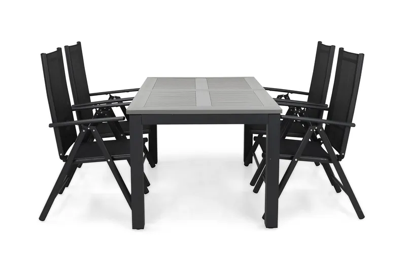 Monaco Matgrupp Utomhus 152-210 + 4 Maggie Positionsstol, Svart