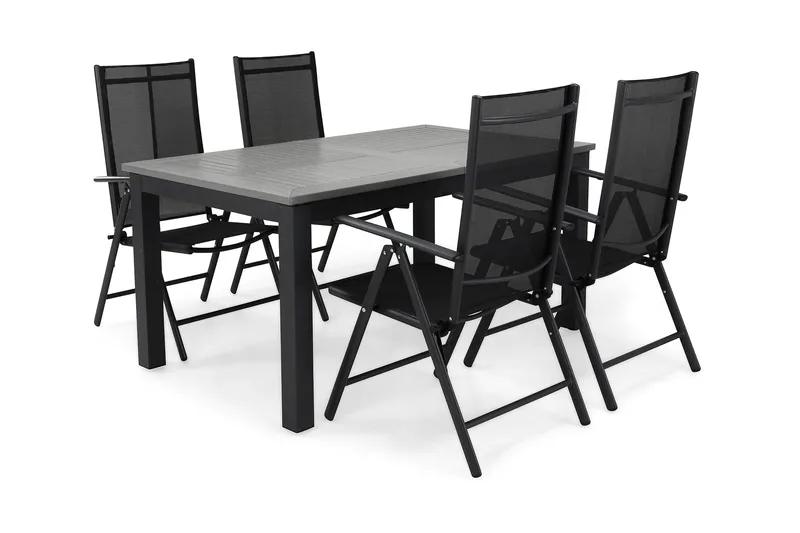 Monaco Matgrupp Utomhus 152-210 + 4 Maggie Positionsstol - Svart - Utemöbler & utemiljö - Utegrupp - Matgrupp utomhus