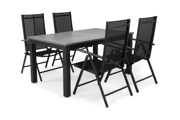 Monaco Matgrupp Utomhus 152-210 + 4 Maggie Positionsstol - Svart - Utemöbler & utemiljö - Utegrupp - Matgrupp utomhus