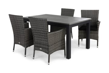 Monaco Matgrupp Utomhus 152-210 + 4 Thor Fåtölj m Dyna - Svart/Grå/Svart - Utemöbler & utemiljö - Utegrupp - Matgrupp utomhus