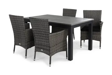 Monaco Matgrupp Utomhus 152-210 + 4 Thor Fåtölj m Dyna - Svart/Grå/Svart - Utemöbler & utemiljö - Utegrupp - Matgrupp utomhus