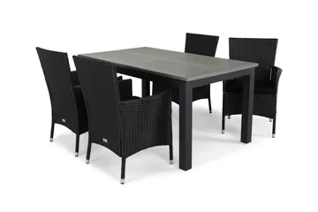 Monaco Matgrupp Utomhus 152-210 + 4 Thor Fåtölj m Dyna - Svart/Svart/Svart - Utemöbler & utemiljö - Utegrupp - Matgrupp utomhus