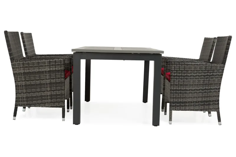 Monaco Matgrupp Utomhus 152-210 + 4 Thor Fåtölj - Svart/Grå - Utemöbler & utemiljö - Utegrupp - Matgrupp utomhus