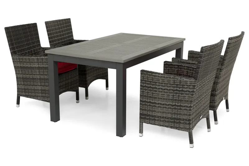 Monaco Matgrupp Utomhus 152-210 + 4 Thor Fåtölj - Svart/Grå - Utemöbler & utemiljö - Utegrupp - Matgrupp utomhus