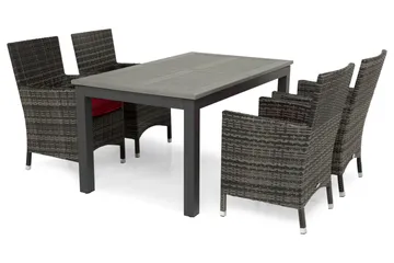 Monaco Matgrupp Utomhus 152-210 + 4 Thor Fåtölj - Svart/Grå - Utemöbler & utemiljö - Utegrupp - Matgrupp utomhus