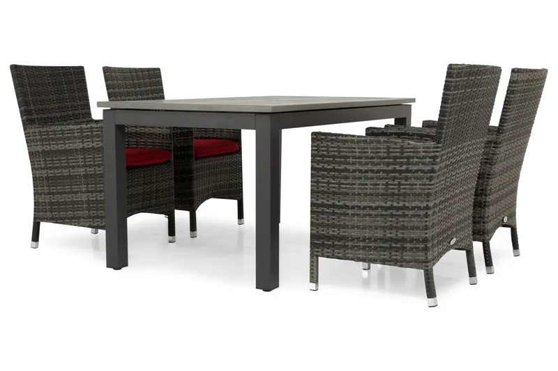 Monaco Matgrupp Utomhus 152-210 + 4 Thor Fåtölj - Svart/Grå - Utemöbler & utemiljö - Utegrupp - Matgrupp utomhus