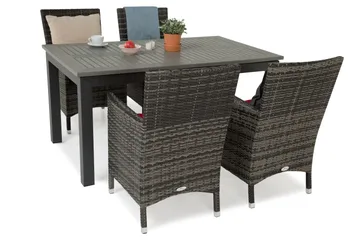 Monaco Matgrupp Utomhus 152-210 + 4 Thor Fåtölj - Svart/Grå - Utemöbler & utemiljö - Utegrupp - Matgrupp utomhus