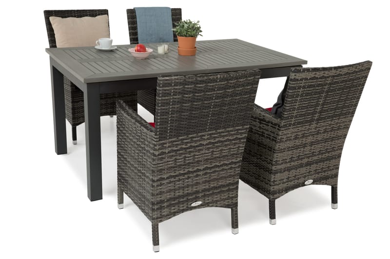 Monaco Matgrupp Utomhus 152-210 + 4 Thor Fåtölj - Svart/Grå - Utemöbler & utemiljö - Utegrupp - Matgrupp utomhus