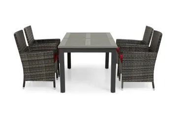 Monaco Matgrupp Utomhus 152-210 + 4 Thor Fåtölj - Svart/Grå - Utemöbler & utemiljö - Utegrupp - Matgrupp utomhus