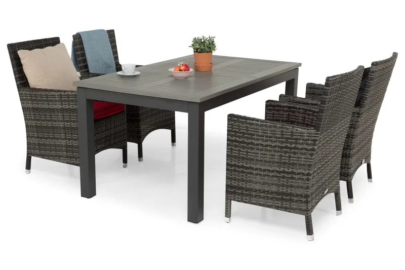 Monaco Matgrupp Utomhus 152-210 + 4 Thor Fåtölj - Svart/Grå - Utemöbler & utemiljö - Utegrupp - Matgrupp utomhus