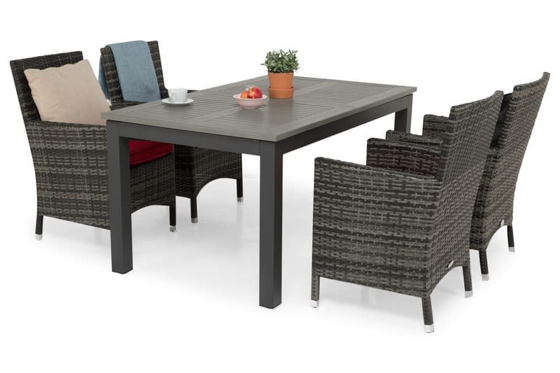 Monaco Matgrupp Utomhus 152-210 + 4 Thor Fåtölj - Svart/Grå - Utemöbler & utemilj ö - Utegrupp - Matgrupp utomhus