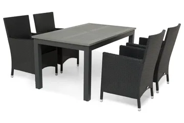 Monaco Matgrupp Utomhus 152-210 + 4 Thor Fåtölj - Svart/Svart - Utemöbler & utemiljö - Utegrupp - Matgrupp utomhus