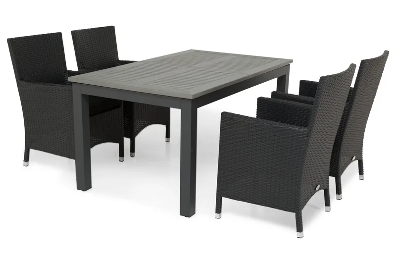 Monaco Matgrupp Utomhus 152-210 + 4 Thor Fåtölj - Svart/Svart - Utemöbler & utemiljö - Utegrupp - Matgrupp utomhus