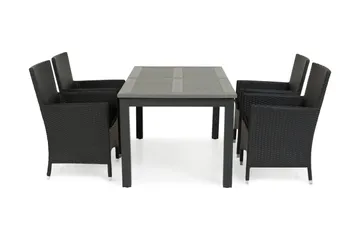 Monaco Matgrupp Utomhus 152-210 + 4 Thor Fåtölj - Svart/Svart - Utemöbler & utemiljö - Utegrupp - Matgrupp utomhus