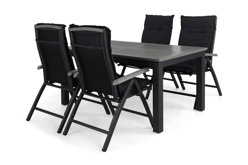 Monaco Matgrupp Utomhus 152-210 + 4 Positionsstol Lyx m Dyna - Svart/Svart/Grå - Utemöbler & utemiljö - Utegrupp - Matgrupp utomhus