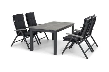 Monaco Matgrupp Utomhus 152-210 + 4 Positionsstol Lyx - Svart/Svart - Utemöbler & utemiljö - Utegrupp - Matgrupp utomhus