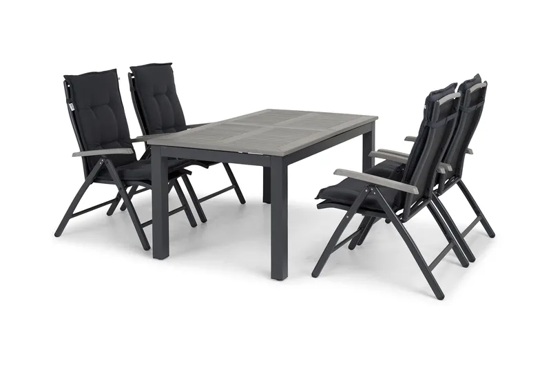 Monaco Matgrupp Utomhus 152-210 + 4 Positionsstol Lyx - Svart/Svart - Utemöbler & utemiljö - Utegrupp - Matgrupp utomhus