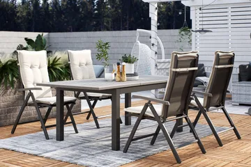 Monaco Matgrupp Utomhus 152-210 + 4 Positionsstol Lyx - Svart/Svart - Utemöbler & utemiljö - Utegrupp - Matgrupp utomhus