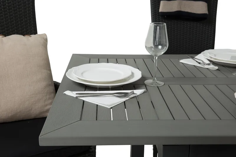 Monaco Matgrupp Utomhus 152-210 + 6 Jenny Ställbar Fåtölj - Svart - Utemöbler & utemiljö - Utegrupp - Matgrupp utomhus