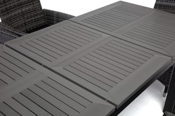 Monaco Matgrupp Utomhus 152-210 + 6 Jenny Ställbar Fåtölj - Svart/Grå - Utemöbler & utemiljö - Utegrupp - Matgrupp utomhus