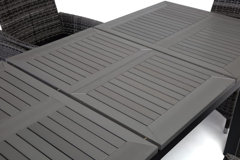 Monaco Matgrupp Utomhus 152-210 + 6 Jenny Ställbar Fåtölj - Svart/Grå - Utemöbler & utemiljö - Utegrupp - Matgrupp utomhus