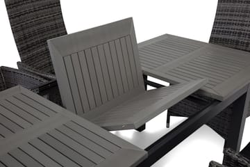 Monaco Matgrupp Utomhus 152-210 + 6 Jenny Ställbar Fåtölj - Svart/Grå - Utemöbler & utemiljö - Utegrupp - Matgrupp utomhus