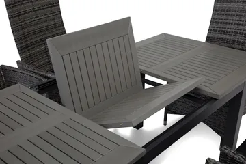 Monaco Matgrupp Utomhus 152-210 + 6 Jenny Ställbar Fåtölj - Svart/Grå - Utemöbler & utemiljö - Utegrupp - Matgrupp utomhus