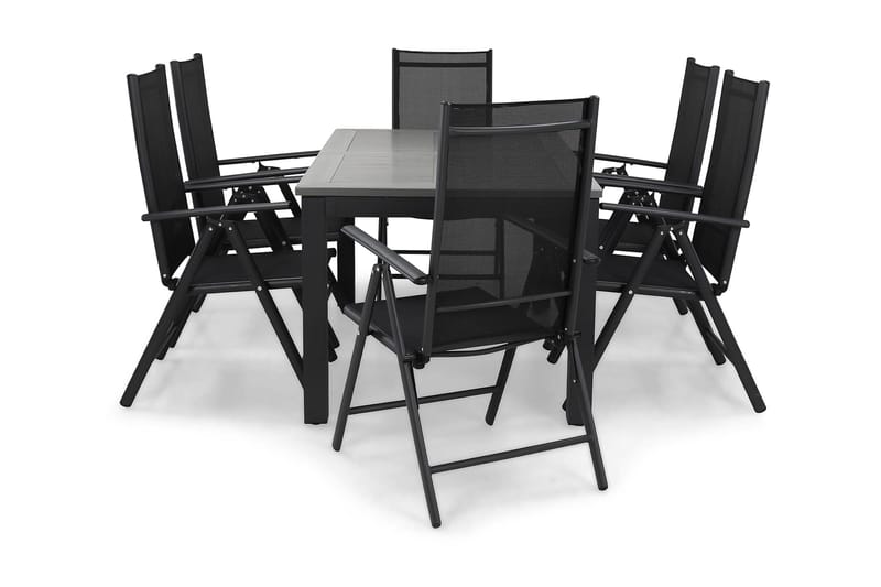 Monaco Matgrupp Utomhus 152-210 + 6 Maggie Positionsstol - Svart - Utemöbler & utemiljö - Utegrupp - Matgrupp utomhus