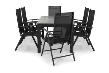 Monaco Matgrupp Utomhus 152-210 + 6 Maggie Positionsstol - Svart - Utemöbler & utemiljö - Utegrupp - Matgrupp utomhus