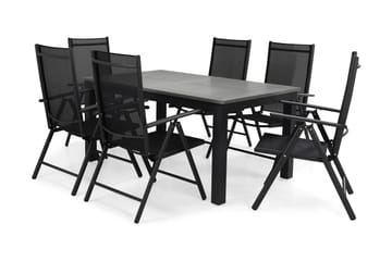 Monaco Matgrupp Utomhus 152-210 + 6 Maggie Positionsstol - Svart - Utemöbler & utemiljö - Utegrupp - Matgrupp utomhus