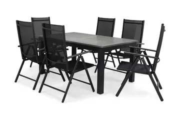 Monaco Matgrupp Utomhus 152-210 + 6 Maggie Positionsstol - Svart - Utemöbler & utemiljö - Utegrupp - Matgrupp utomhus