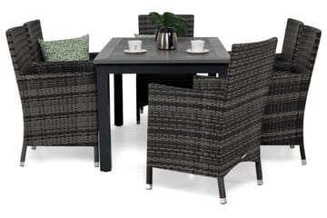 Monaco Matgrupp Utomhus 152-210 + 6 Thor Fåtölj - Svart/Grå - Utemöbler & utemiljö - Utegrupp - Matgrupp utomhus