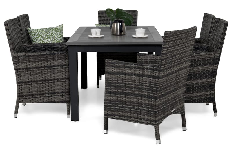 Monaco Matgrupp Utomhus 152-210 + 6 Thor Fåtölj - Svart/Grå - Utemöbler & utemiljö - Utegrupp - Matgrupp utomhus