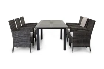 Monaco Matgrupp Utomhus 152-210 + 6 Thor Fåtölj - Svart/Grå - Utemöbler & utemiljö - Utegrupp - Matgrupp utomhus