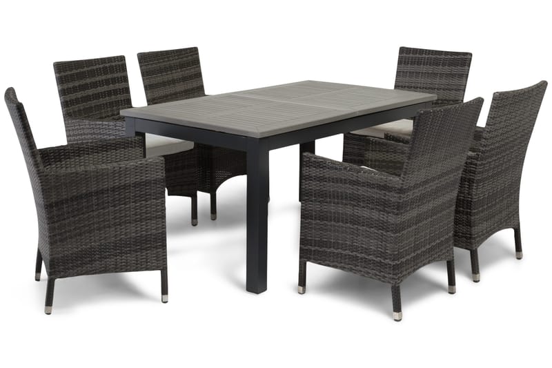 Monaco Matgrupp Utomhus 152-210 + 6 Thor Fåtölj - Svart/Grå - Utemöbler & utemiljö - Utegrupp - Matgrupp utomhus