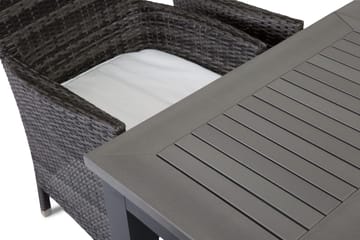 Monaco Matgrupp Utomhus 152-210 + 6 Thor Fåtölj - Svart/Grå - Utemöbler & utemiljö - Utegrupp - Matgrupp utomhus