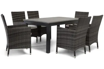 Monaco Matgrupp Utomhus 152-210 + 6 Thor Fåtölj - Svart/Grå - Utemöbler & utemiljö - Utegrupp - Matgrupp utomhus