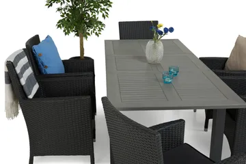 Monaco Matgrupp Utomhus 152-210 + 6 Thor Fåtölj - Svart/Svart - Utemöbler & utemiljö - Utegrupp - Matgrupp utomhus