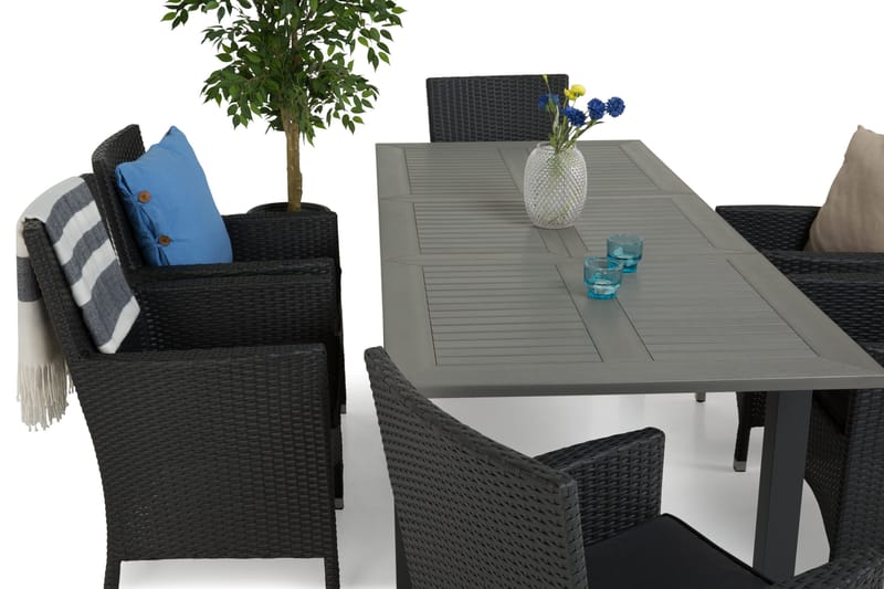 Monaco Matgrupp Utomhus 152-210 + 6 Thor Fåtölj - Svart/Svart - Utemöbler & utemiljö - Utegrupp - Matgrupp utomhus