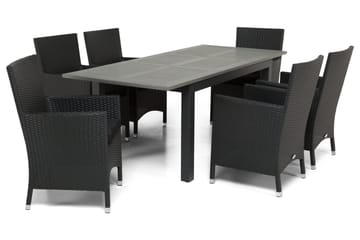 Monaco Matgrupp Utomhus 152-210 + 6 Thor Fåtölj - Svart/Svart - Utemöbler & utemiljö - Utegrupp - Matgrupp utomhus