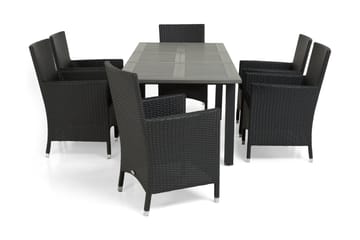 Monaco Matgrupp Utomhus 152-210 + 6 Thor Fåtölj - Svart/Svart - Utemöbler & utemiljö - Utegrupp - Matgrupp utomhus