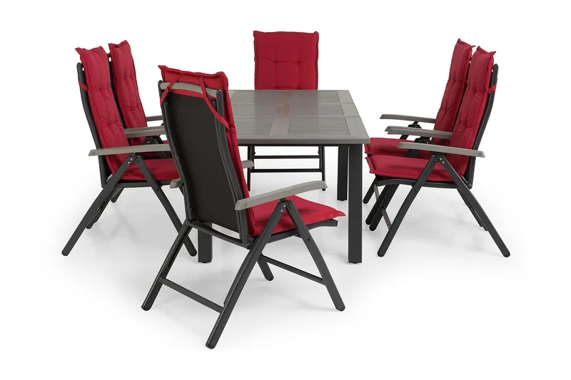Monaco Matgrupp Utomhus 152-210 + 6 Positionsstolar - Svart/Svart - Utemöbler & utemiljö - Utegrupp - Matgrupp utomhus