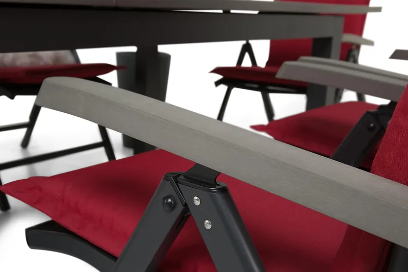 Monaco Matgrupp Utomhus 152-210 + 6 Positionsstolar - Svart/Svart - Utemöbler & utemiljö - Utegrupp - Matgrupp utomhus